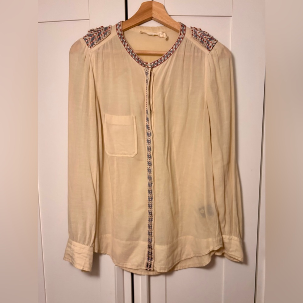 Isabel Marant Etoile Cream Blouse with Embroidered Accents
